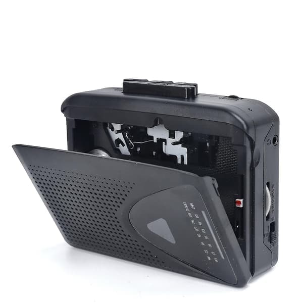 Cassette Player Walkman Portable Speaker Multiple Power Sources AMFM Radio Black
