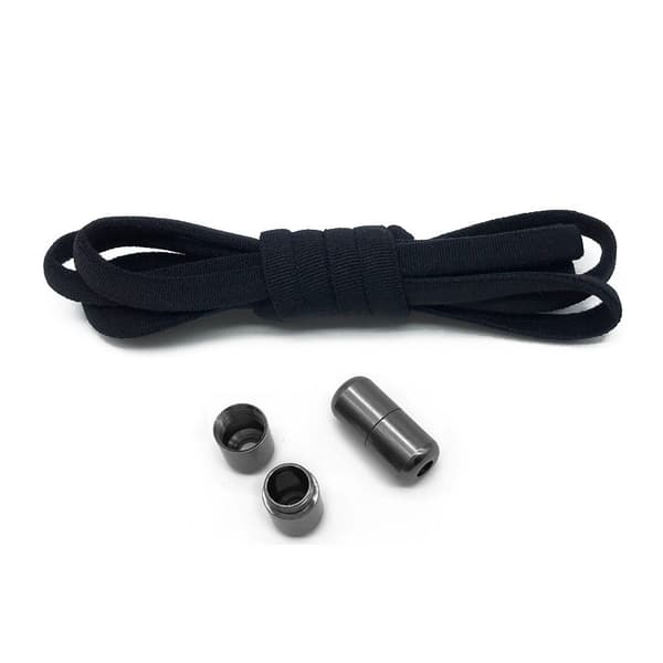 Svart 2 par knutefrie elastiske skolisser - One size - Svart