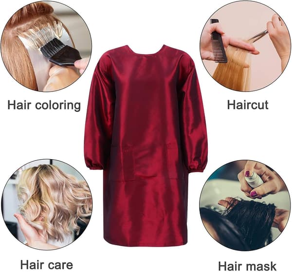 Frisörförkläde Långärmad Röd Polyamid Polyester