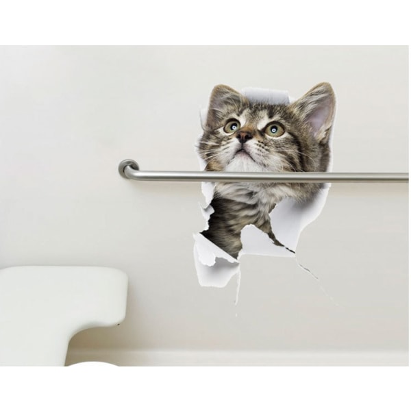 5 STK 3D vægklistermærker Katte selvklæbende, børn vægdekaler/aftagelige vinyl kunst vægmalerier til stuen Babyværelser Soveværelse Toilet