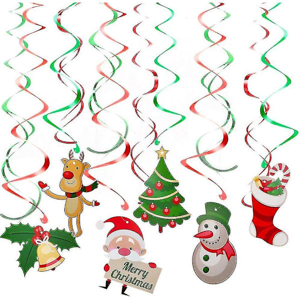 Julhängande Virveldekorationer Söta Julgran Snögubbe Älg Tomte Hängande Takdekorationer För Jul Julhelgfesttillbehör