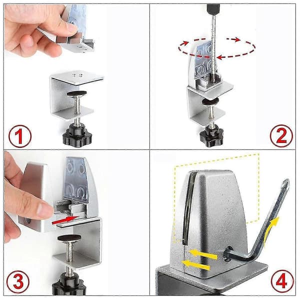 Adjustable Desk Divider Clamps Aluminum Sneeze Guard Support Clips for Office Screen 1/8–1 Inch Thick Panel 6-Pack