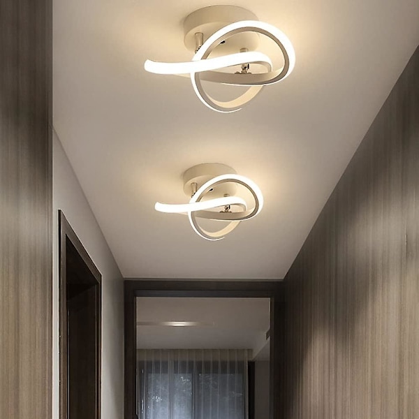 LED-taklampe for gang Moderne personlighet Design ringer Lysekrone Taklampe for stue Soverom Soverom Svart og hvit Varmt lys 22w (hvit)
