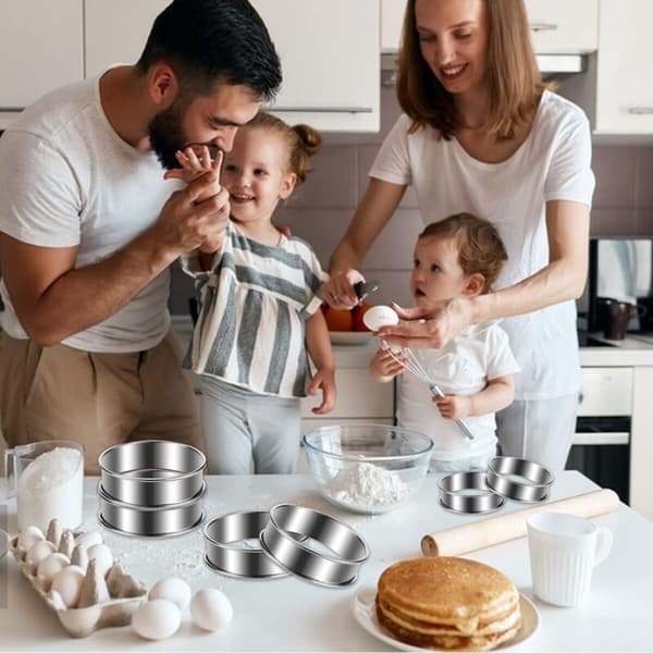 6-delt kagering sæt, 8 cm bageform, bageforme og rammer, kagering, pandekageform, køkkenring i rustfrit stål til muffins, kager