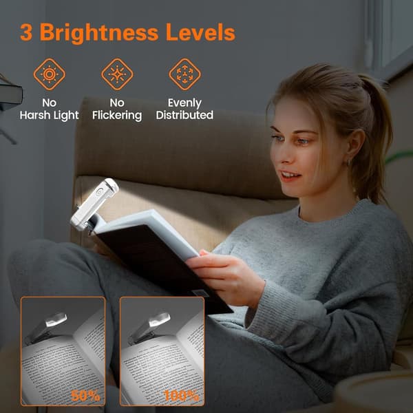 Blå LED-leselys for lesing i sengen, 3-farget lys