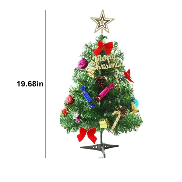 Mini Juletrær, 19,7 tommer / 50 cm Kunstig Lite Skrivebordsjuletrær Med Led-lys Og Pynt For Julehjem Kontordekorasjoner
