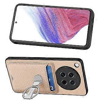 Läderfodral med Ställ och Kortfack Kolfibertextur för Oppo Find X8s 5G