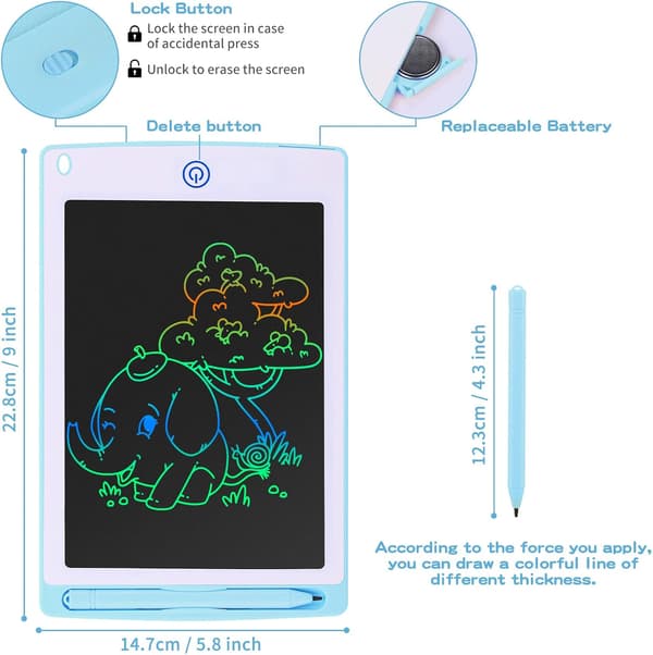 Drawing Tablet for Kids, 8.5 Inch Erasable and Reusable Writing Tablet, Magic Slate for Drawing