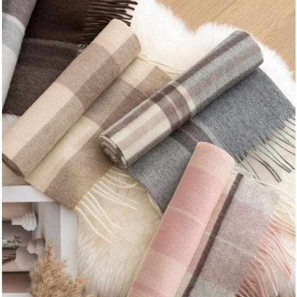 168x30cm Vinterternet Tørklæde - Uldtørklæde - Sort og Brunternet