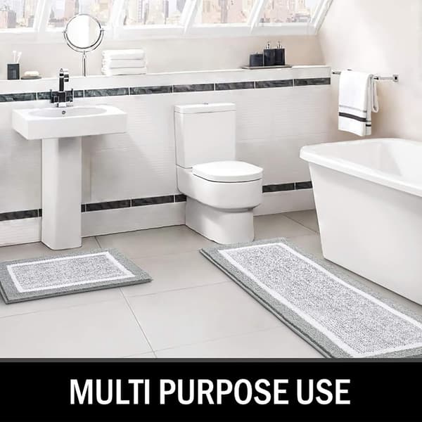 Anti-slip Bathroom Mat, Soft Microfiber Bath Mat, Machine Washable Abs