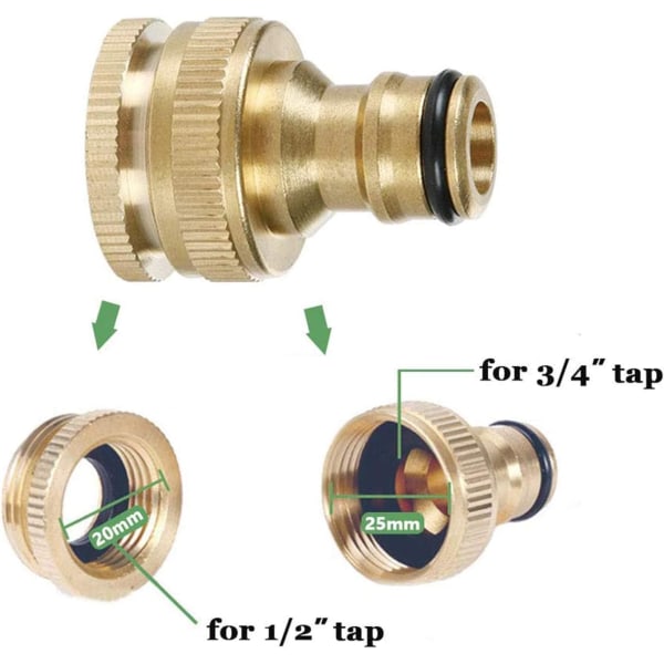 2 stk. Havehane Brass Haneforbindelser, Have Slangeforbindelsestilbehør 3/4 Tommer Vandrørsforbindelse, Velegnet til Hane