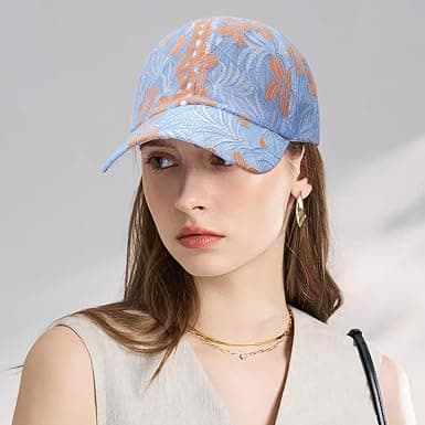 Dame Solhatt Klassisk Mesh Baseballcaps Blondebroderi Solbeskyttelseshatt Blå Blue