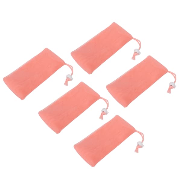 Mesh Soap Bag Exfoliating Soft Drawstring Design Soap Net for Body and Face Cleansing Pink 5-pack