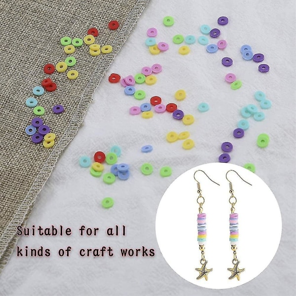 Flat Clay Heishi-perler Passer Kompatible med smykkefremstilling Academy Disc Beads Rainbow Gummi-perler Gjør-det-selv-håndverk