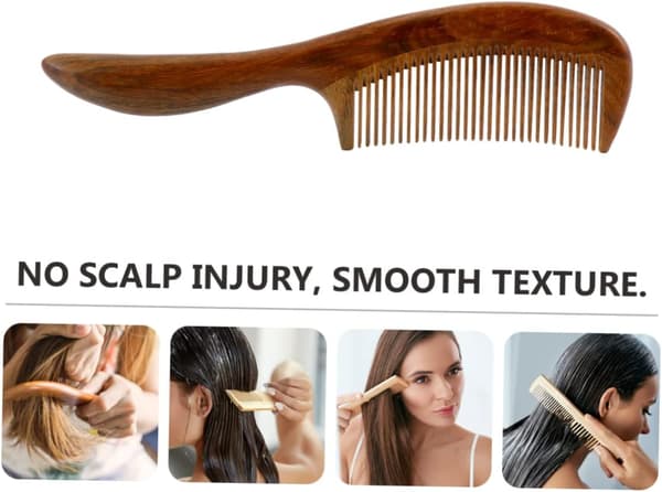 Static Hair Comb Long Wooden Material Designed for Scalp Massage