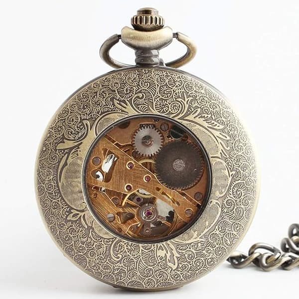 Steampunk Retro Handuppdrag Mekanisk Fickur med Romerska/Arabiska Siffror