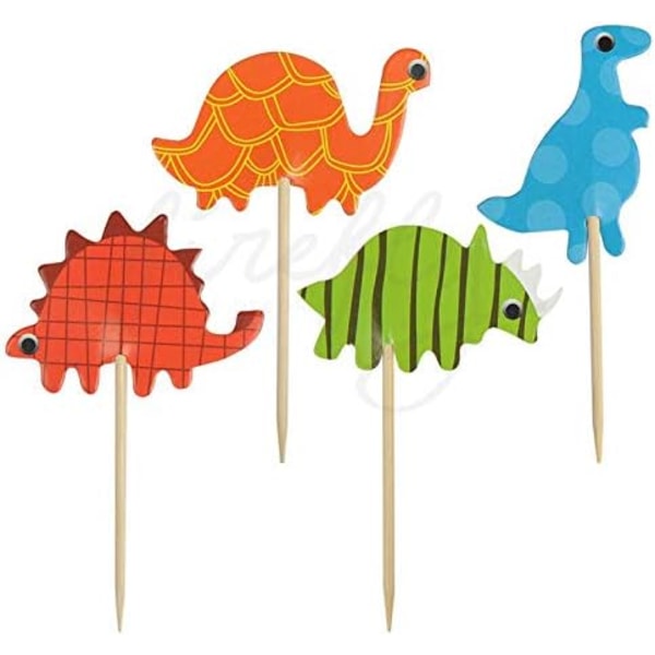 Dinosaurie Cupcake Toppers Dekorationer Festtårta 1-årsdag Dekorationer Barn Barn Könsavslöjande (Dino 24)