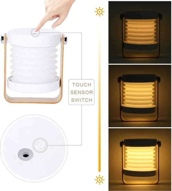 LED-natlampe til sengebord, retro touch, justerbar, sammenklappelig
