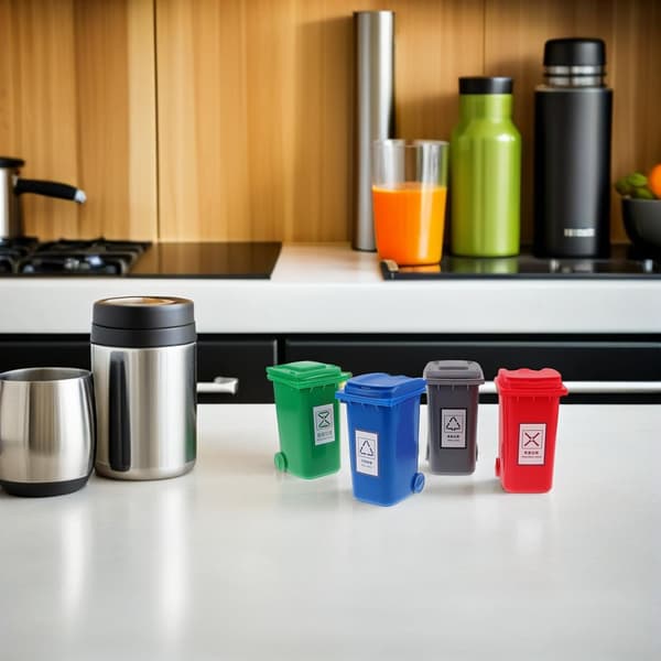 4-pack Mini Desktop Bins with Lids - Small Desk Organizer for Office