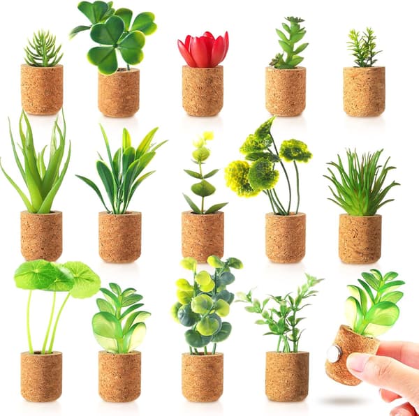 Artificial Succulent Plant Magnet for Refrigerator - Potted Succulents