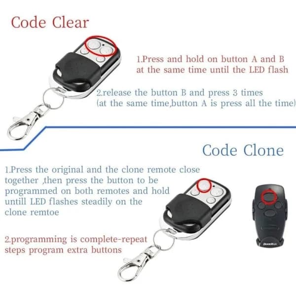 433MHz Remote Control Gate, Garage Door Remote Control Wireless Duplicator Cloning 433.92 MHz