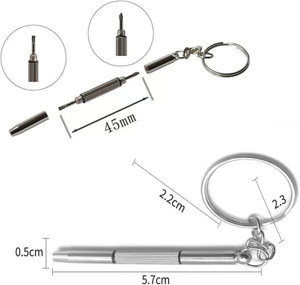 Small Pocket Size Double Sided Screwdriver for Your Glasses or Sunglasses as a Keychain, 2 pcs.