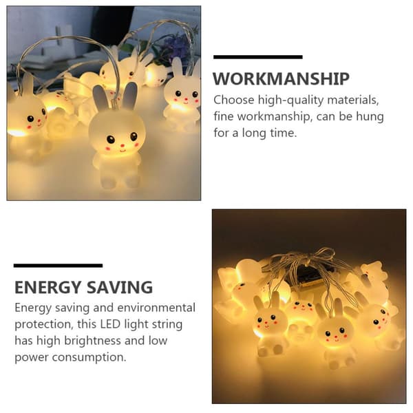 Easter Bunny LED String Lights Rabbit Shaped Fairy Lights Battery Operated String Lights (Battery Not Included)