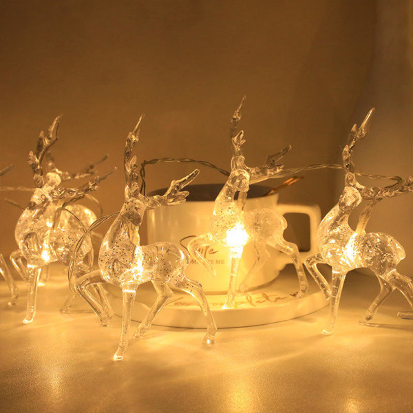 Christmas elk string light decoration, 20 light chips, Christmas lights, indoor battery powered decorative lights, Chris