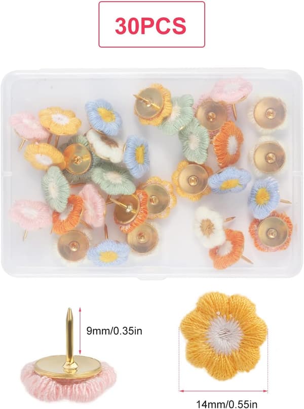 30 st blommiga tryckstift, blommiga tryckstift dekorativa tryckstift Wal
