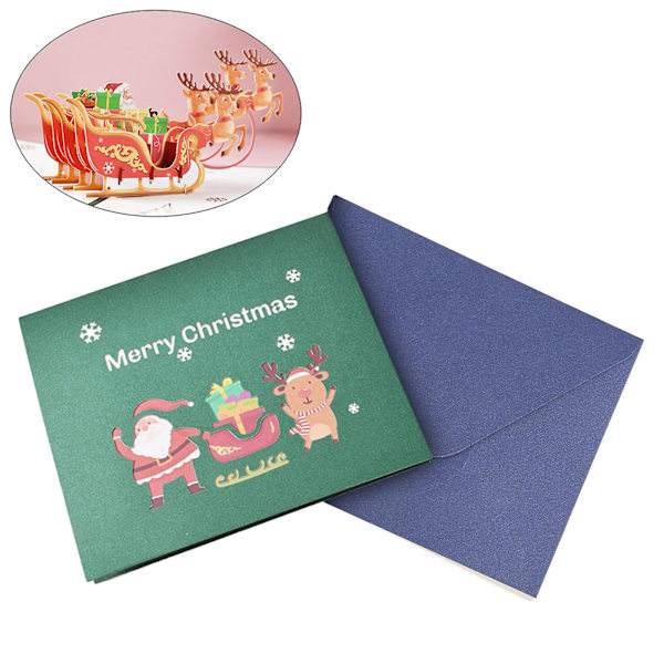 Julehilsen Kort 3d Pop Up Kort med Konvolutt God Jul Julenissen Postkort