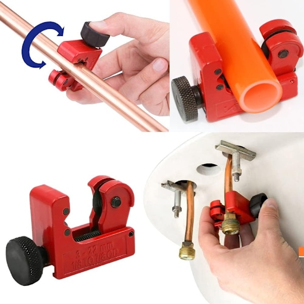 Mini Kobberrørsavskærer - Justerbar Mini Røravskærer til Tynd Rustfrit Stål til 1/8 tommer -7/8 tommer）/ (3-22 mm) OD Rør