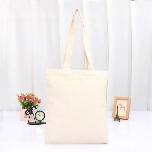 Mode Økologisk Shopping Canvas Tote Håndtaske Canvas Pung Lomme Skuldertaske 35*40cm Sort