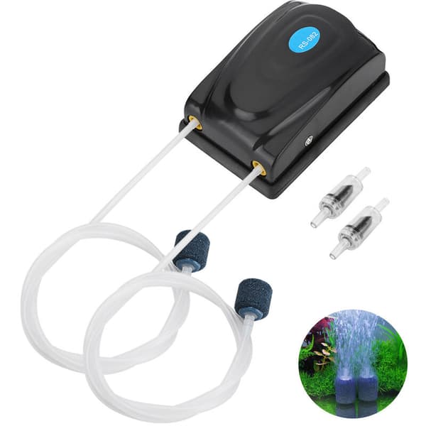 Mini 5W akvariepump, tyst akvariebubblare, syrepump för små akvarier, med luftslang, luftsten och backventil