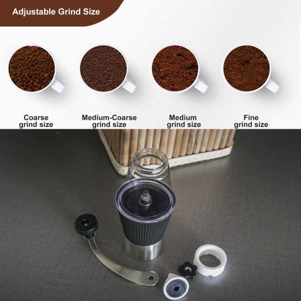 Manuell kaffekvarn, handkvarn kaffekvarn med justerbar konisk keramisk burr för aeropress, espresso, filter, fr