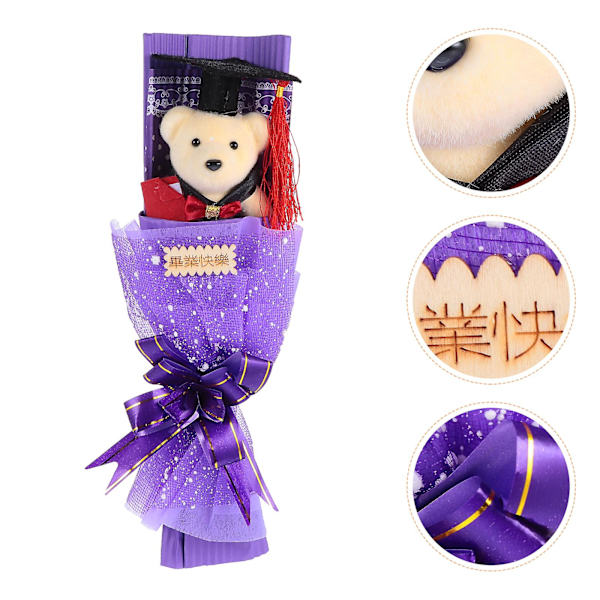 1 kpl Valmistumiskarhu Premium Monikäyttöinen Valmistumiskarhu Kimppu Lahja Violetti 31X11CM