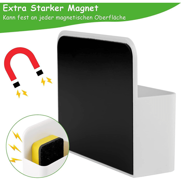 2-delt magnetisk pennholder Magnetisk tavle Magnetisk lagringskassett 2 tavleviskere 7x4 tavletilbehør