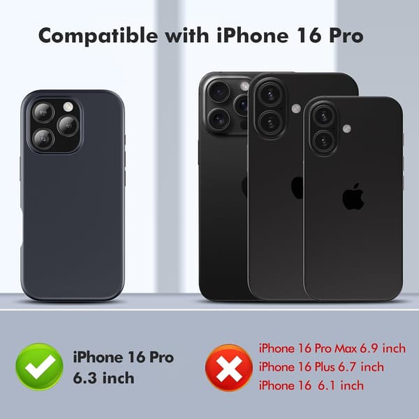 Silicone Case Compatible with iPhone 16 Pro Case Soft Ultra-Thin Protective Shockproof Liquid Silicone Phone Case, 6.1\" Midnight Blue