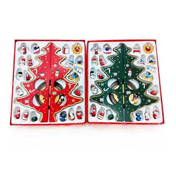 2 Miniature Wooden Christmas Tree Decorations, Miniature Christmas Tree D