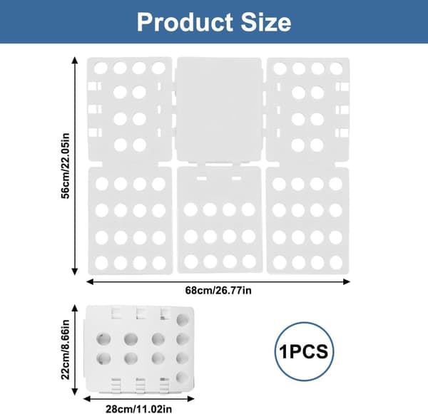 Foldable Laundry Board 68x58cm, Space-Saving Clothes Folder for Shirts and T-Shirts
