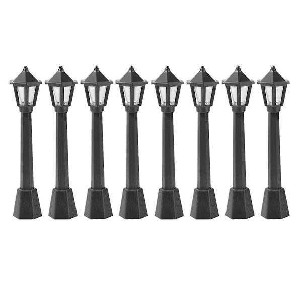 8 st Miniatyr Simuleringsnattlampa Dekoration Modell för Mikrolandskap Svart 7.5X2x2cm