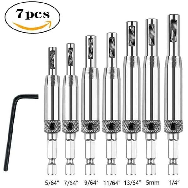 ZOLGINAH Centering Drill Bit Set, 16 Pieces Self-Centering Hinge Drill Bits, Hole Drilling Tool for Woodworking