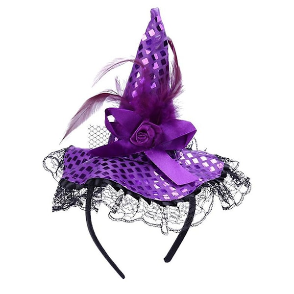 Halloween-noita terävällä timanttikoristeella, noitakorkki, naamiointikorkki, violetti