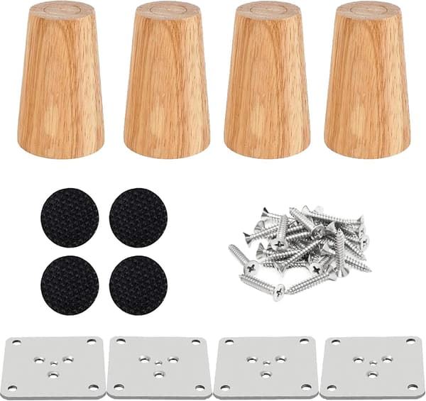 Sett med 4 tremøbelben, 12 cm erstatningsben for sofa, kaffe