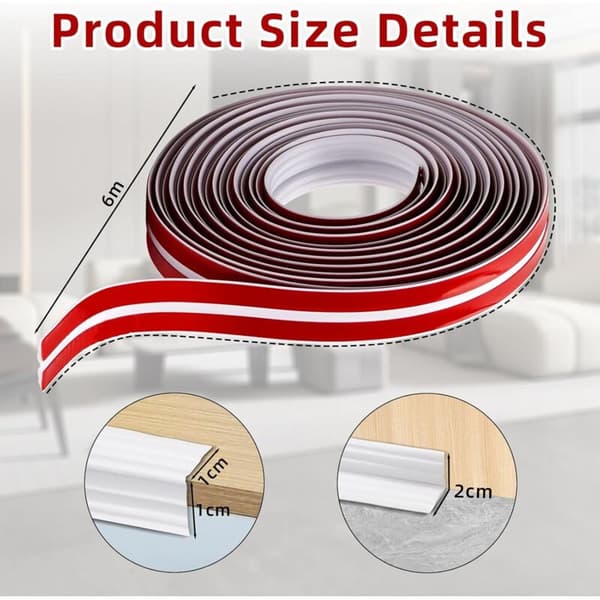 Self-adhesive flexible skirting board 2 cm x 6 m. Self-adhesive flexible decorative strips for wall edges. Ceilings. Doors. Windows. Walls. Cabinets