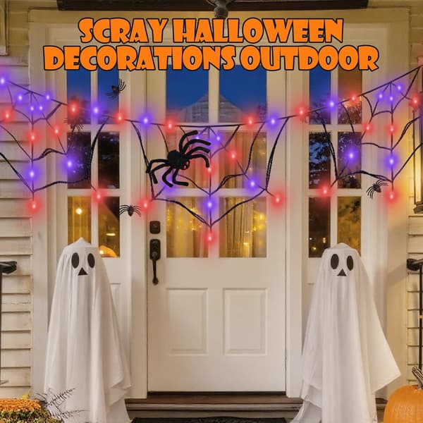 Halloween edderkoppespind lyskæde, 1,8 meter 3-net USB-lyskæde til en uhyggelig atmosfære