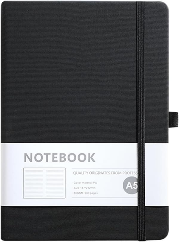 A5 Lined Notebook Hardcover With 100 Pages For Students And Office Use Black
