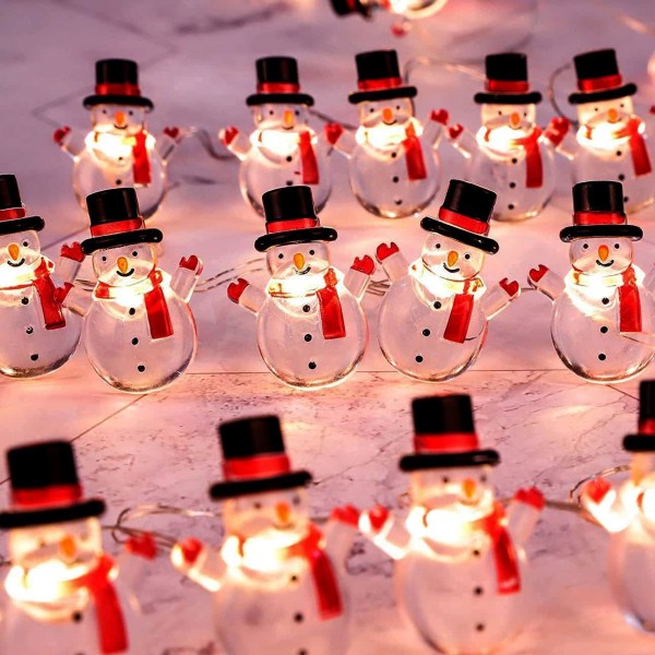 Christmas String Lights 10ft 30LEDs Snowman Fairy Lights of String USB Plug- for Winter Wedding Soverom Peis Christ