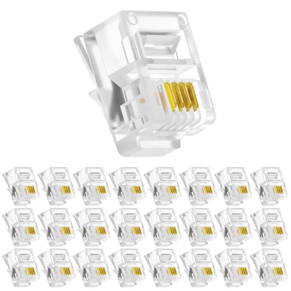 RJ11-stik 25-pak telefonmodulært 6P4C-stik
