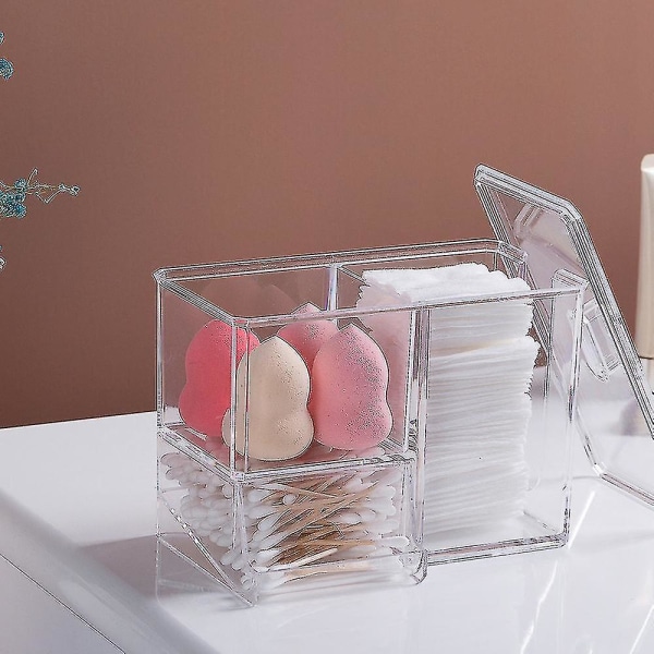 Transparent Kosmetik Oppbevaringsboks Sminke Organizer Bomullsdott Bomullsdott Oppbevaringsboks Skrivebord