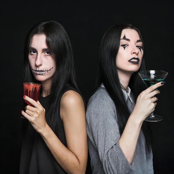 Lang sort paryk, glat lang paryk til cosplay, fest